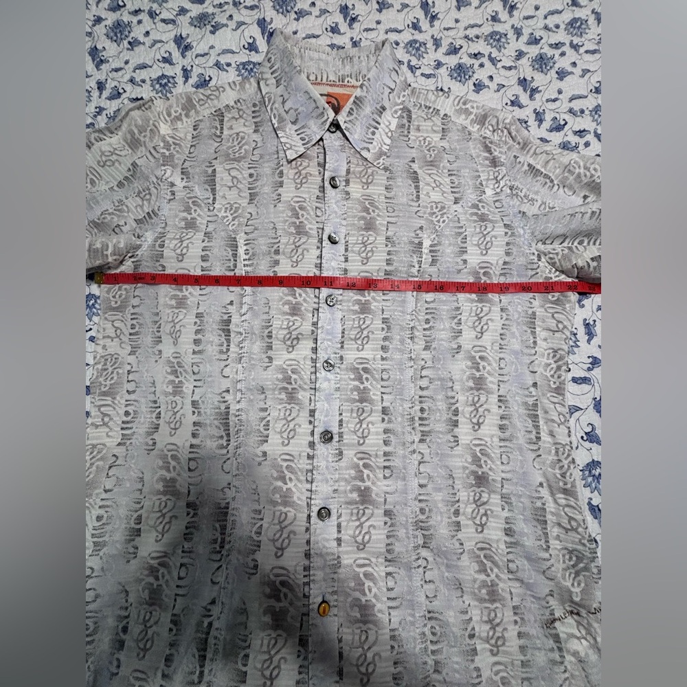 Robert Graham men’s Large button down gray white shirt artistic minimalist - Picture 11 of 13